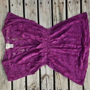 Eyelash Couture Purple Plum Lace V-Neck Babydoll Small Y2k